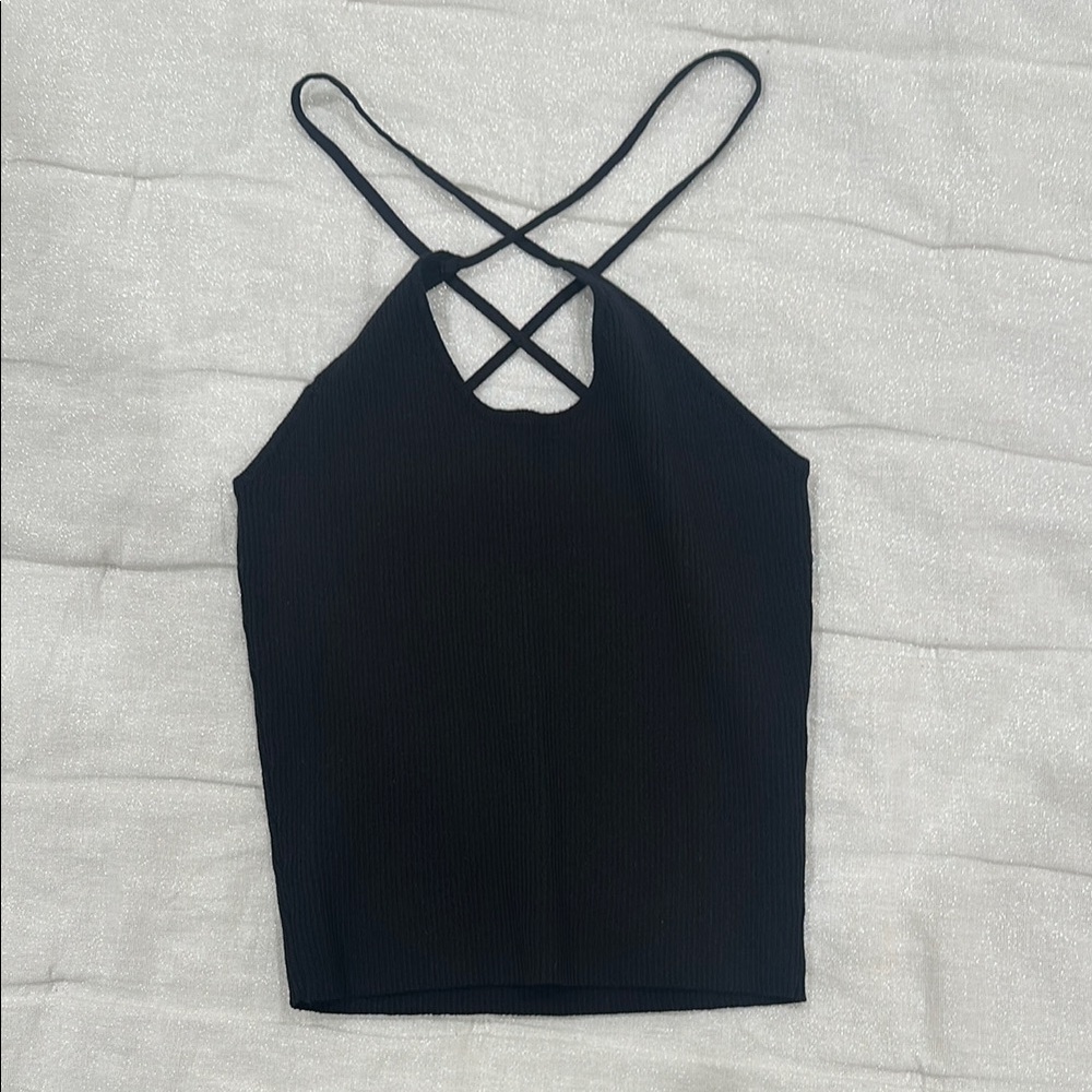 Zara key hole knit Black Strappy Halter Top